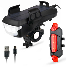 Kit Linterna Solar  Para Bicicleta Usb Led