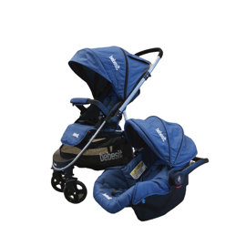 Cochecito Travel System Azul Con Manillar Rebatible