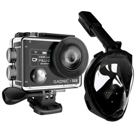 Kit Mascara Snorkel  + Camara Deportiva 4K