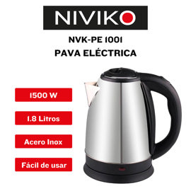 Jarra Pava Eléctrica Niviko Hervidora Acero Inox 220v 1.8l