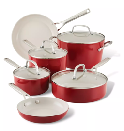 Batería Cocina  84845 Antiadherente 10 Piezas Rojo