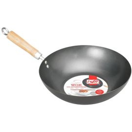 Wok Con Antiadherente De 25 Cm Con Mango De Madera