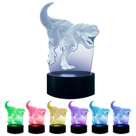 Lampara Nocturna  Dinosaurio 3D 16 Tonos