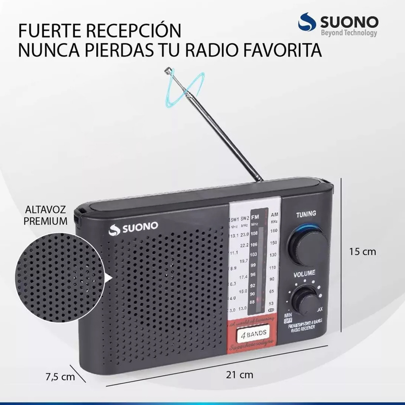 Radio Portatil Am Fm Suono Usb Micro Entrada Auriculares