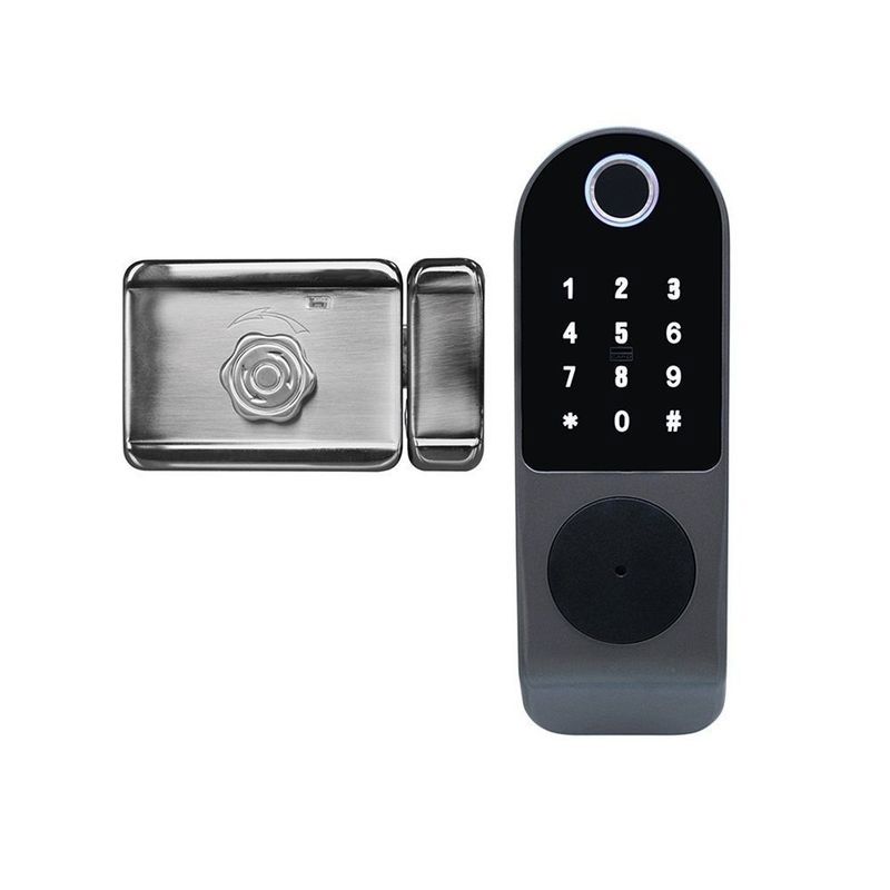 Sonew Cerradura electrónica negra inteligente para puerta, con función de  apertura múltiple, huella dactilar, tarjeta, contraseña, llave, antirrobo,  2