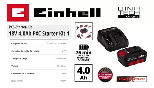 Kit Batería 4Ah + Cargador Einhell 18V Ah PXC Starter Kit