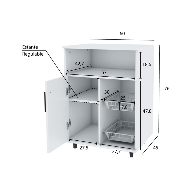 RACK PLASTICO 4 PISOS T/FRUTERO C/RUEDAS 47.5X29X92.5CM 23666 — El Clon