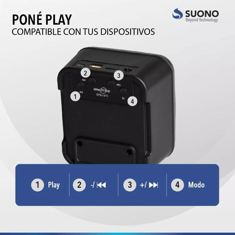 Parlante Portátil Inalámbrico Bluetooth Usb Radio Fm - SUONO PARLANTES  INALAMBRICOS - Megatone