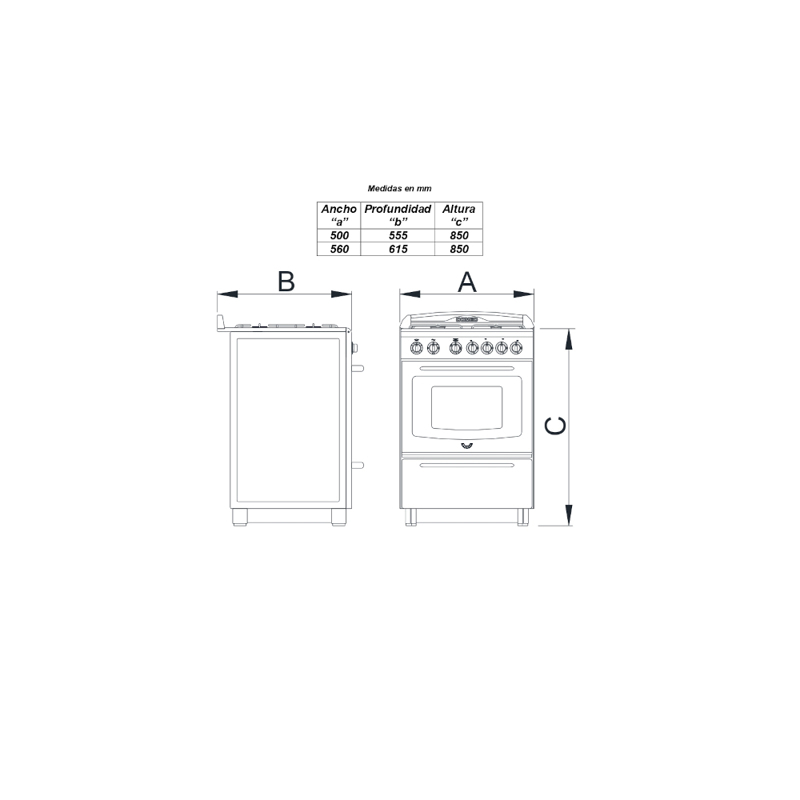 Cocina Eléctrica Domec CEXG 56cm con Cajón Parrilla