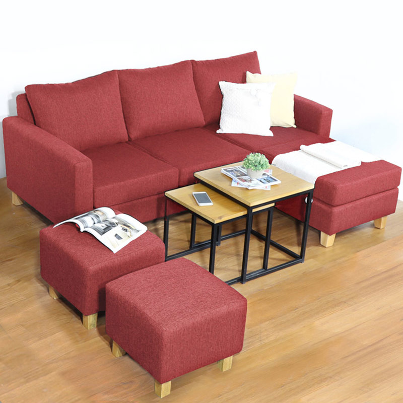 Mjkone Moderno juego de sofá modular con patas de madera maciza, juegos de  sofá de 3 piezas con otomana de almacenamiento, juego de sofá y sofá