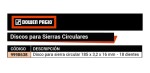 Disco Sierra Circular 185mm 18 Dientes Dowen Pagio 9998638