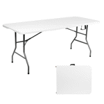 Mesa plegable Bynox blanca apta exterior 180 cm - FI-MEPL18-BL