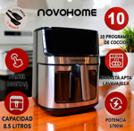 Freidora de Aire Sin Aceite Novohome 8.5L 10 Funciones 1700W