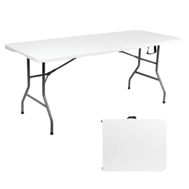 Mesa Plegable  Blanca Apta Exterior 180 Cm  FiMepl18...