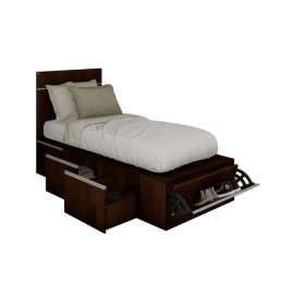 Cama Pro  1 Plaza Con 3 Cajones Y 1 Zapatero Wengue