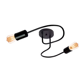 Plafon Savannah 2 Luces Negro Apto Led E27 Lampara D...