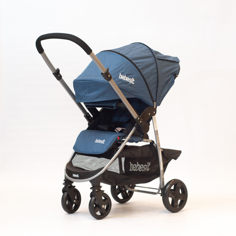 Cochecito Travel System Con Manillar Rebatible Azul Bebesit Cochecitos Megatone