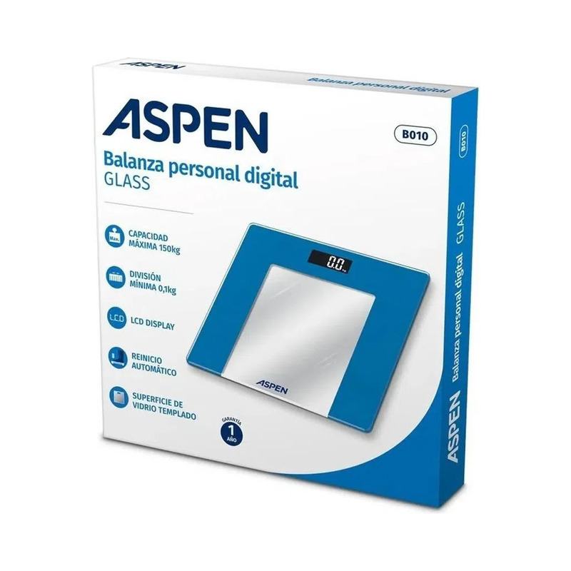 Balanza Digital Aspen B 010-Glass Celeste - ASPEN BALANZAS PERSONALES ...