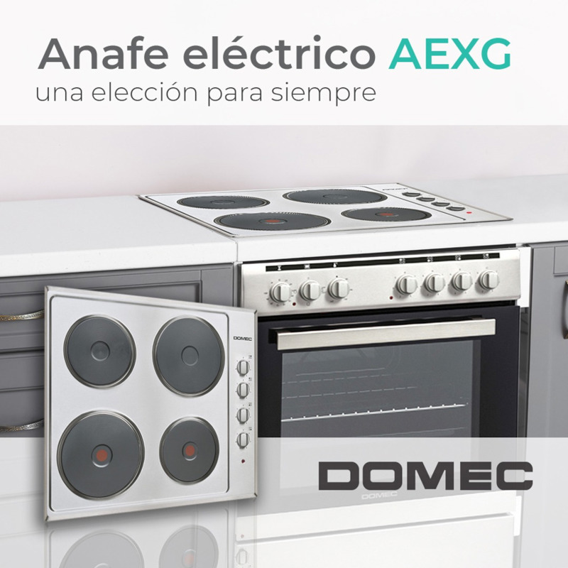 Anafe Domec AEXG, eléctrico, 4 hornallas, acero inoxidable - DOMEC ...