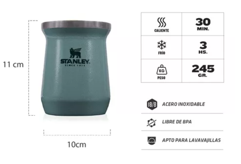 Mate Termico 236ml Stanley Classic Inoxidable Sin Bpa Verde - STANLEY ...