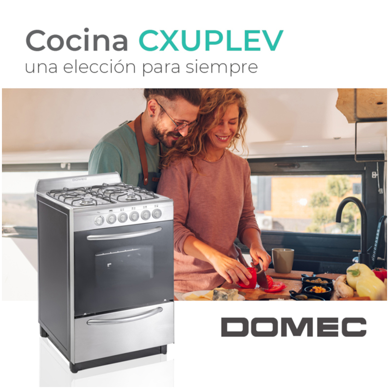 Cocina Domec Cxuplev Multigas Ancho 56 Cms Luz Encendido Eléctrico Acero Inoxidable 7945