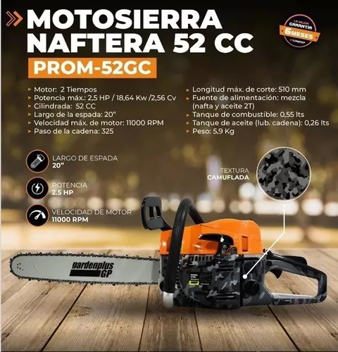 Motosierra Naftera 52cc Lusqtoff Garden Plus Prom-52gc 2.5hp - LUSQTOFF ...