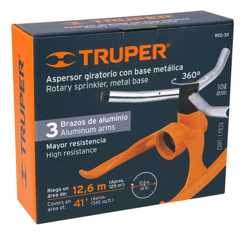 Aspersor Giratorio 3 Brazos Truper 10303 Base Metalica Truper Herramientas De Jardin Megatone