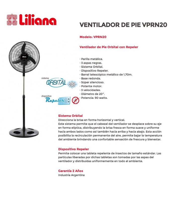 Ventilador De Pie Liliana Vprn20 Orbital Con Repeler 20 Pulg - LILIANA ...