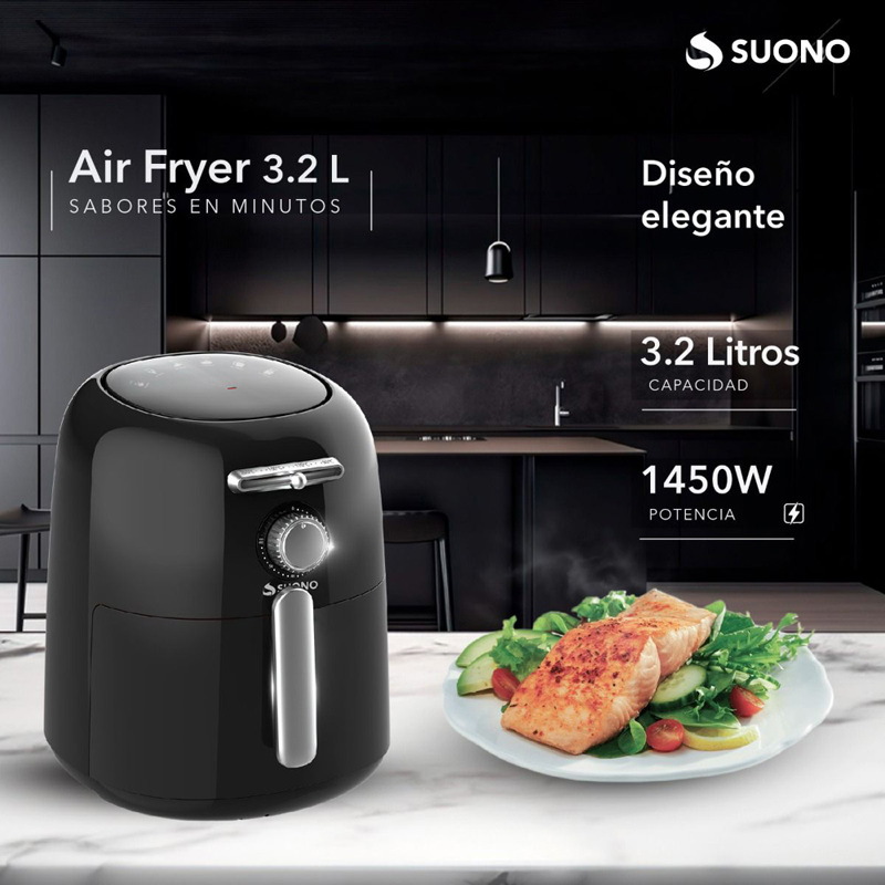 Freidora De Aire Air Fryer Sin Aceite 3 Litros Timer Hornear - SUONO ...